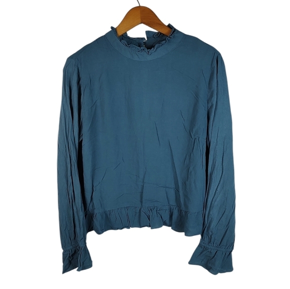Trixxi Teal Blue Long Sleeve Blouse L - Picture 1 of 8